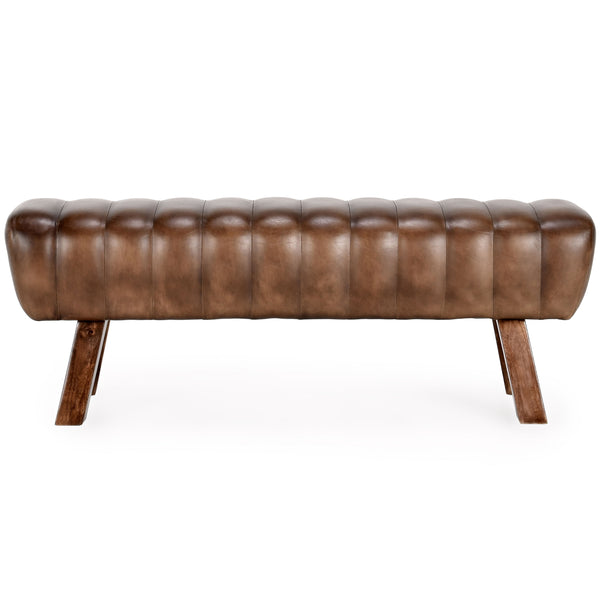 Home Fashion Florian Leather Bench Antique Brown