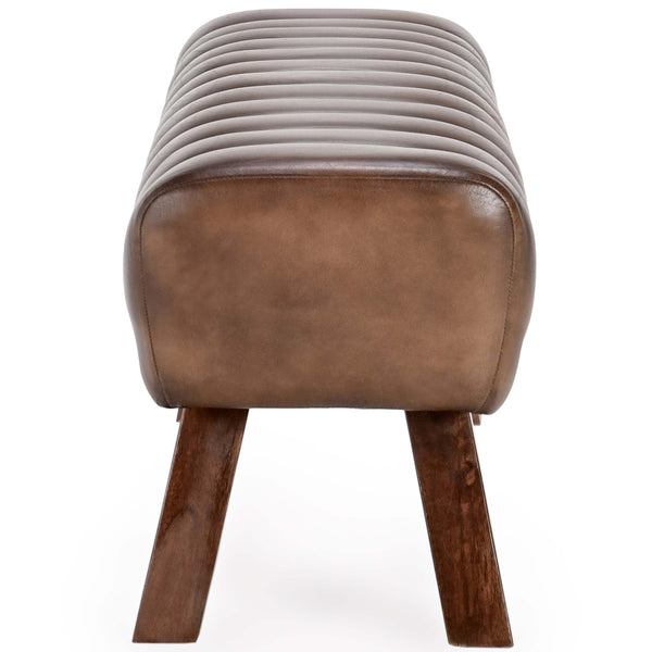 Home Fashion Florian Leather Bench Antique Brown