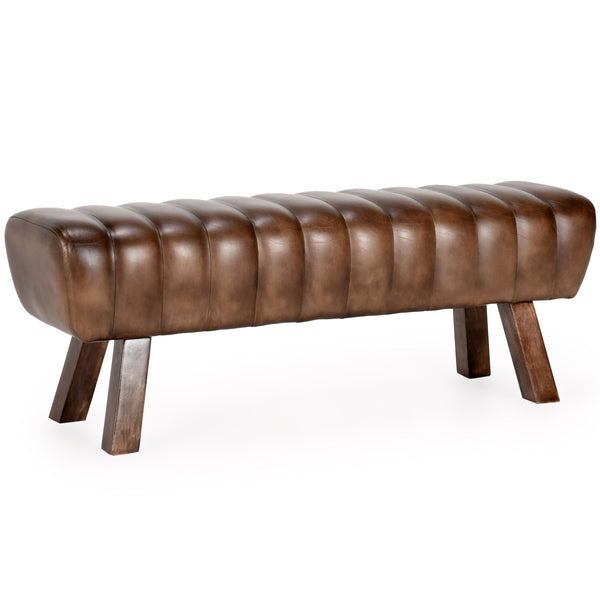 home fashion Florian Leather Bench Antique Brown
