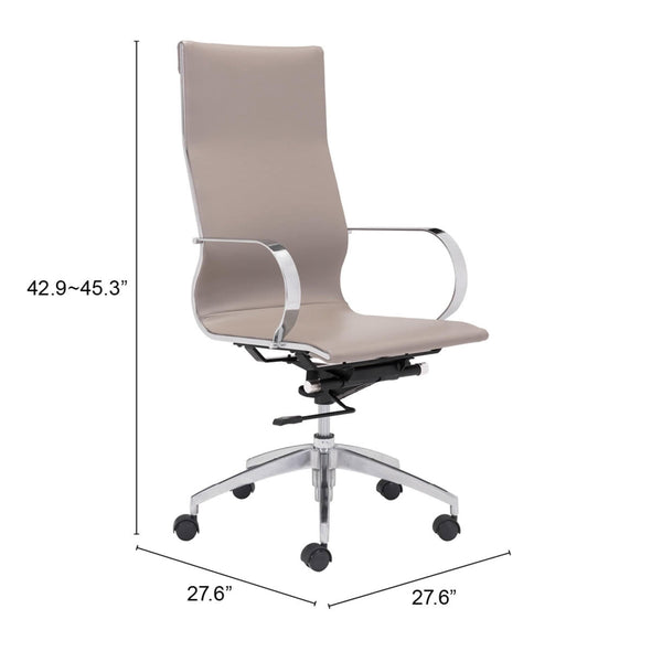 Home Fashion Glider High Back Office Chair Taupe