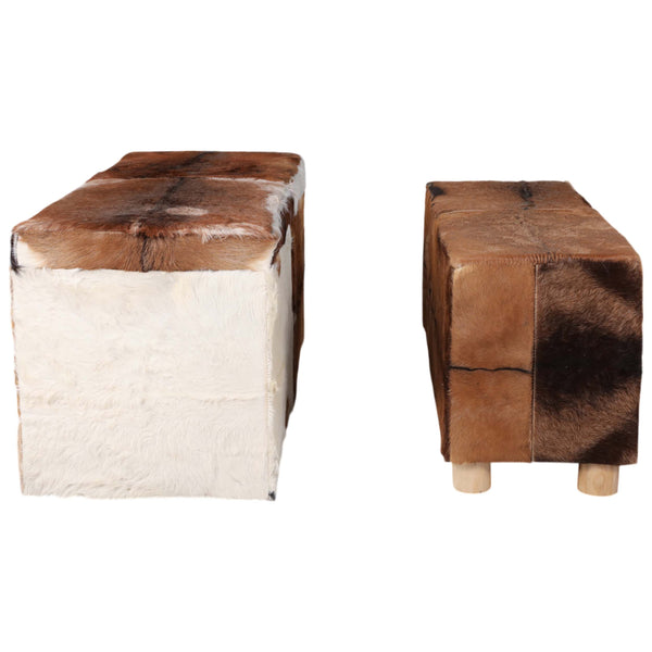 Home Fashion Hair On Hide Benches Multi Set Of 2