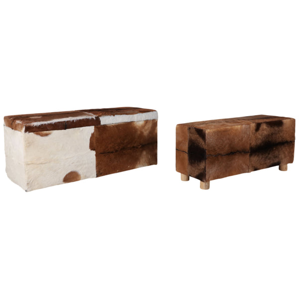 home fashion Hair on Hide Benches Multi Set of 2