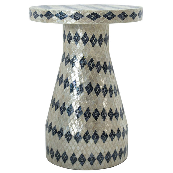 Home Fashion Halio Checkered Side Table Cream/Blue