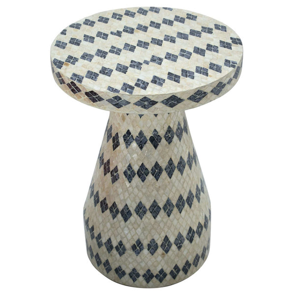 Home Fashion Halio Checkered Side Table Cream/Blue