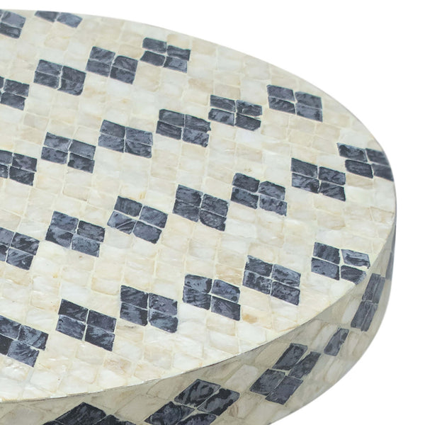 Home Fashion Halio Checkered Side Table Cream/Blue