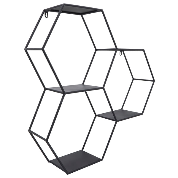 Home Fashion Hexagon Wall Shelf Black