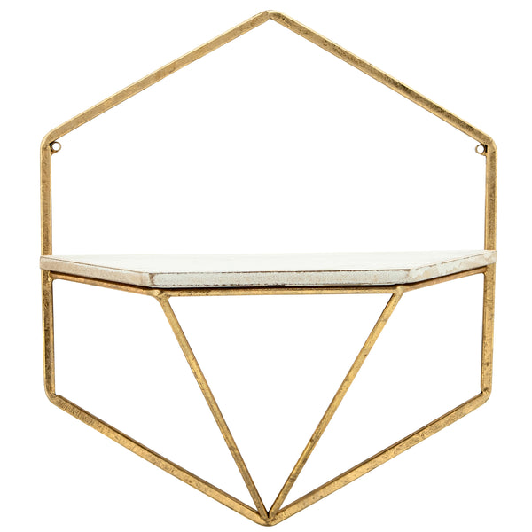 Home Fashion Hexagon Wall Shelves Gold/White