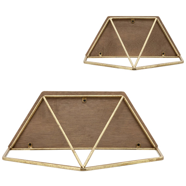 Home Fashion Hexagon Wall Shelves Gold/White