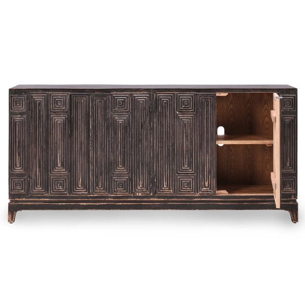 Home Fashion Iza 4 Door Sideboard Distressed Black