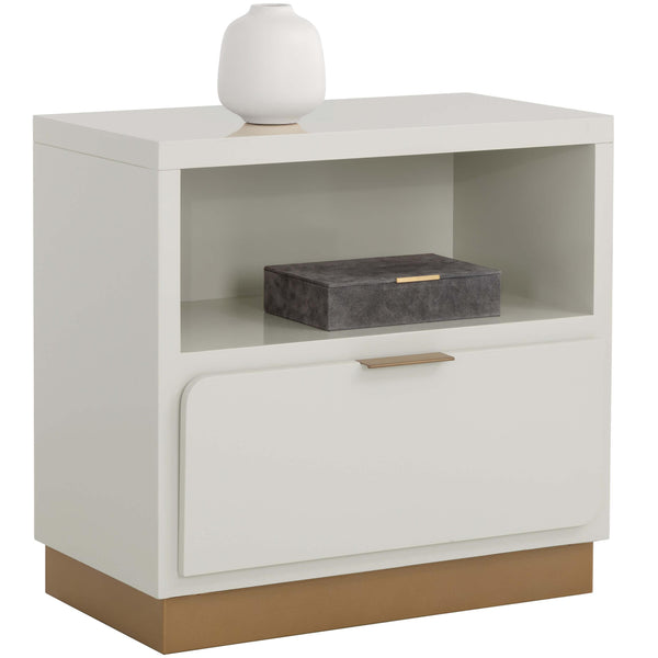Home Fashion Jenkins Nightstand High Gloss Cream