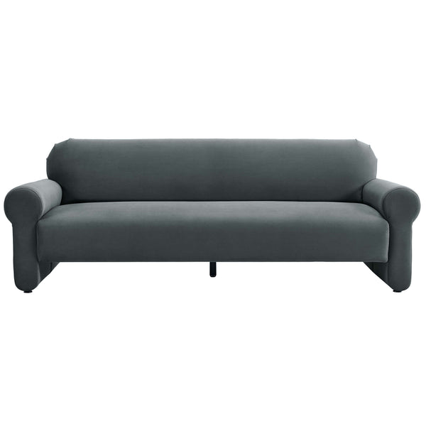 home fashion Keelee 84" Velvet Sofa Grey