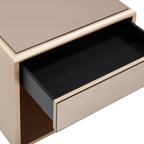 Home Fashion Martha Mirrored Nightstand Taupe