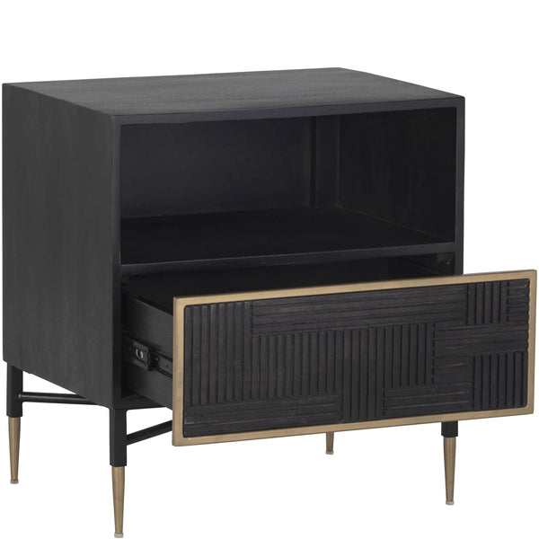 Home Fashion Marwood Nightstand Brass/Dark Brown