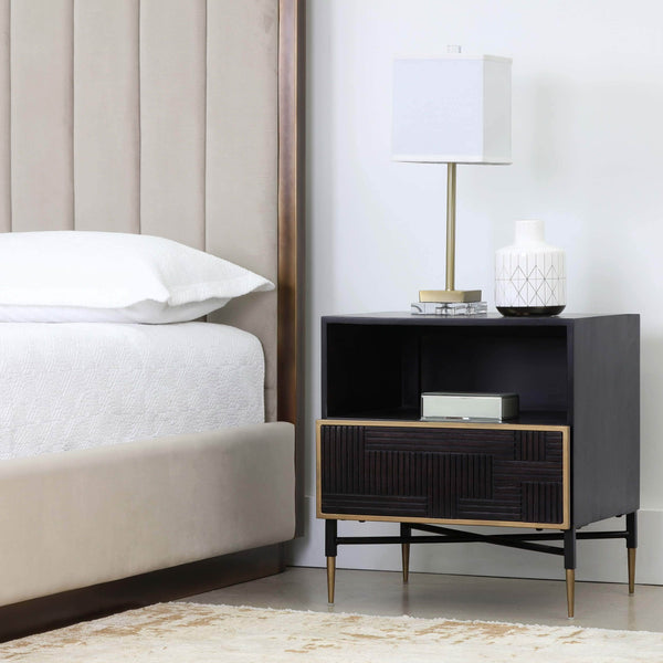 Home Fashion Marwood Nightstand Brass/Dark Brown