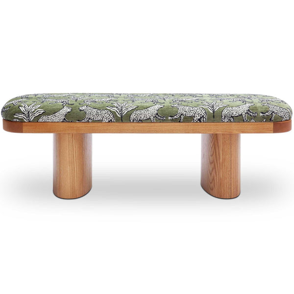 Home Fashion Ollie Leopard Bench Olive Green