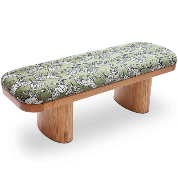 Home Fashion Ollie Leopard Bench Olive Green