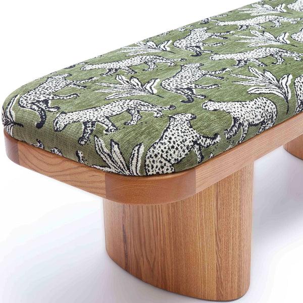 Home Fashion Ollie Leopard Bench Olive Green