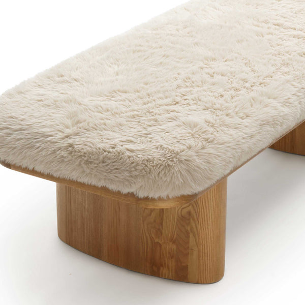 Home Fashion Ollie Vegan Shearling Bench Natural