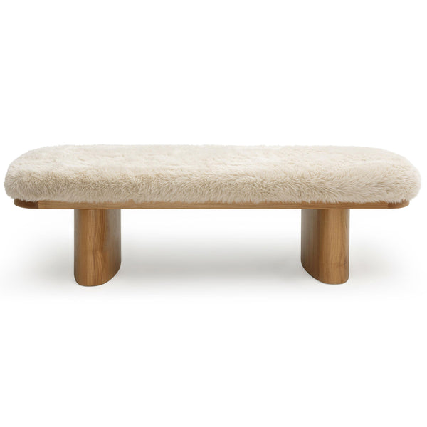 Home Fashion Ollie Vegan Shearling Bench Natural