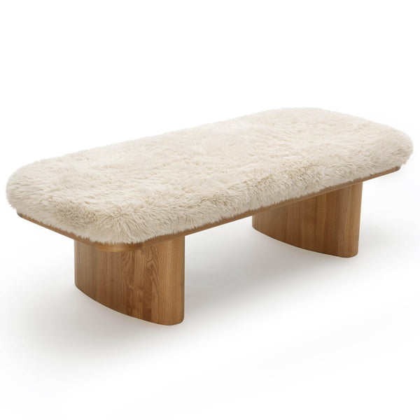 Home Fashion Ollie Vegan Shearling Bench Natural