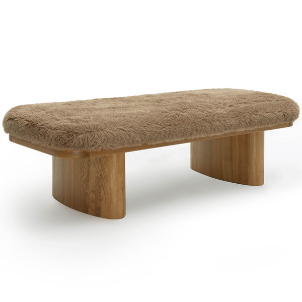 Home Fashion Ollie Vegan Shearling Bench Taupe