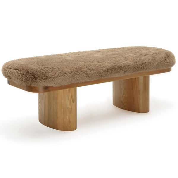home fashion Ollie Vegan Shearling Bench Taupe