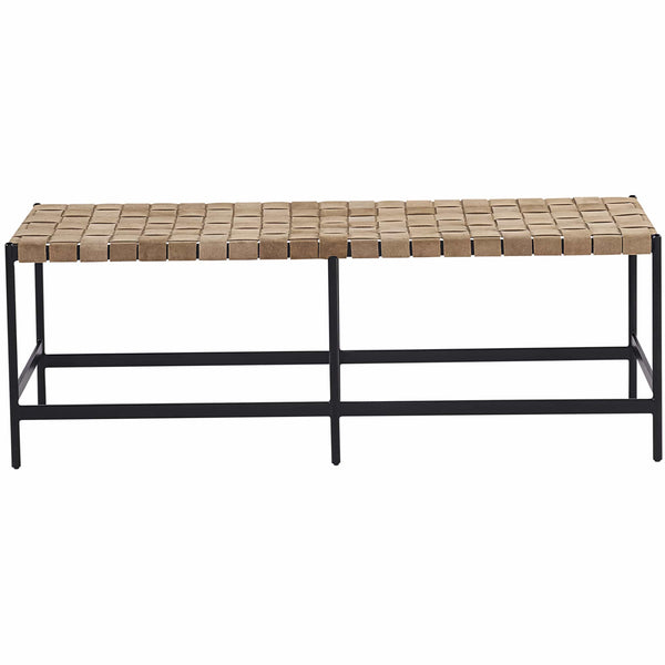 Home Fashion Omari Leather Bench Light Tan