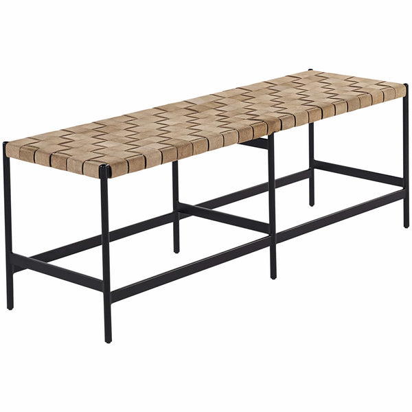 home fashion Omari Leather Bench Light Tan