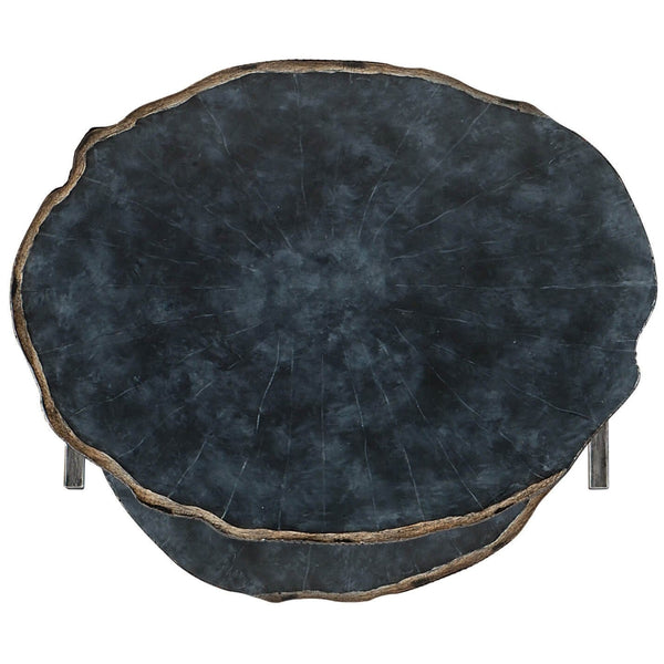 Home Fashion Painted Petrified Wood Nesting Tables