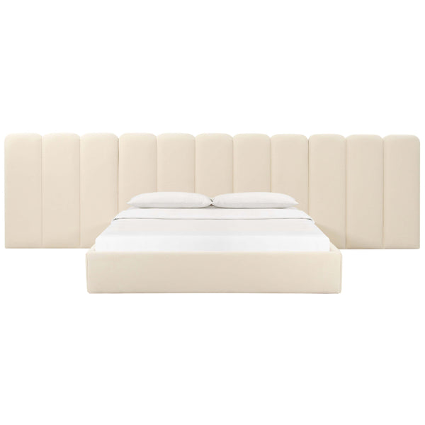 Home Fashion Palani Velvet Bed W/ Wings Cream