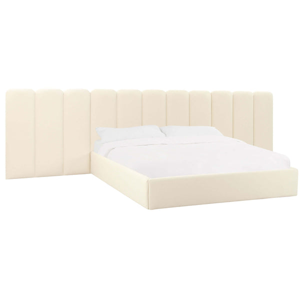 home fashion Palani Velvet Bed w/ Wings Cream