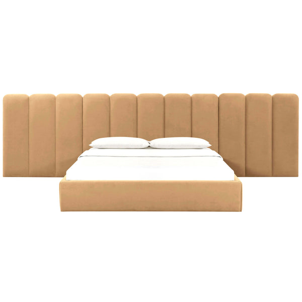 Home Fashion Palani Velvet Bed W/ Wings Honey