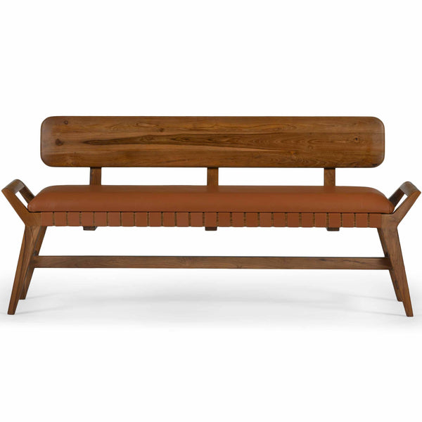 Home Fashion Robertson Leather Bench Porto Natural