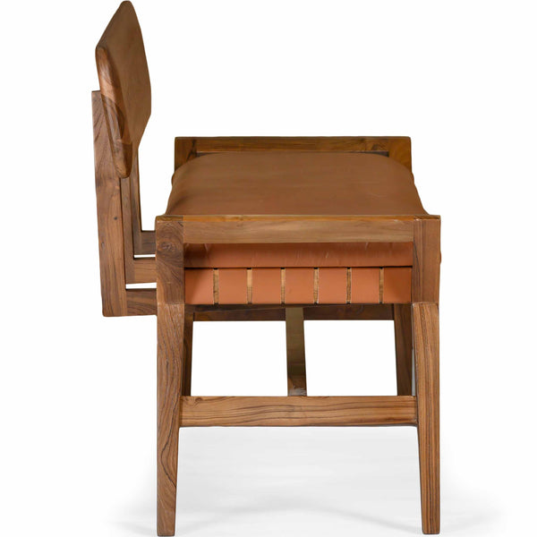 Home Fashion Robertson Leather Bench Porto Natural