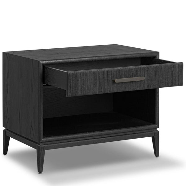 Home Fashion Rosenell 1 Drawer Nightstand Black