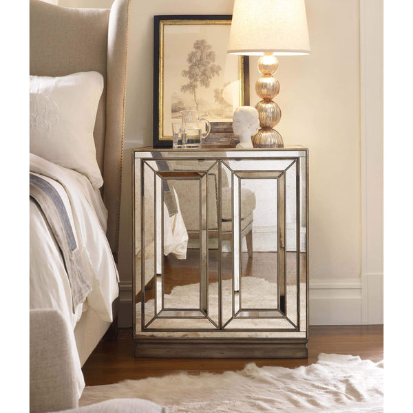 Home Fashion Sanctuary 2 Door Mirrored Nightstand