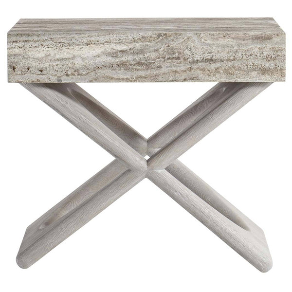 Home Fashion Sereno Nightstand Silver Travertine