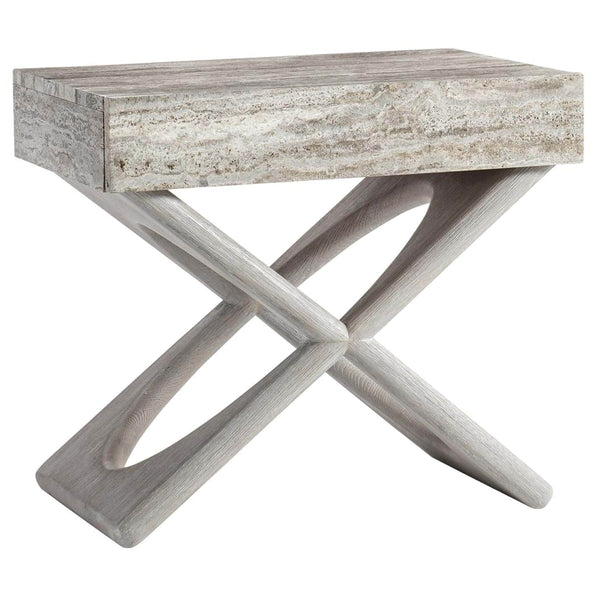 home fashion Sereno Nightstand Silver Travertine
