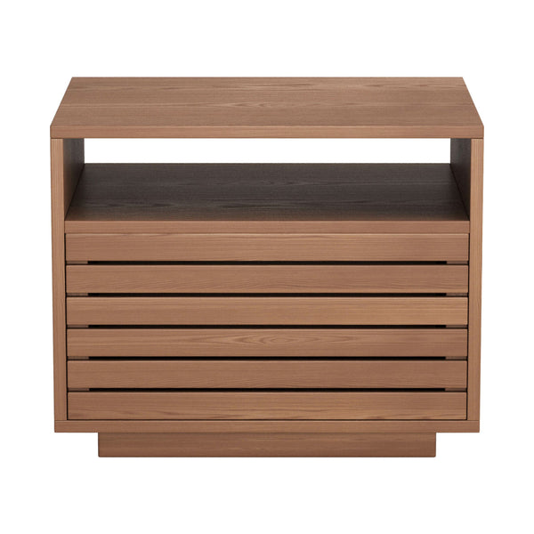 Home Fashion Slit Nightstand Walnut