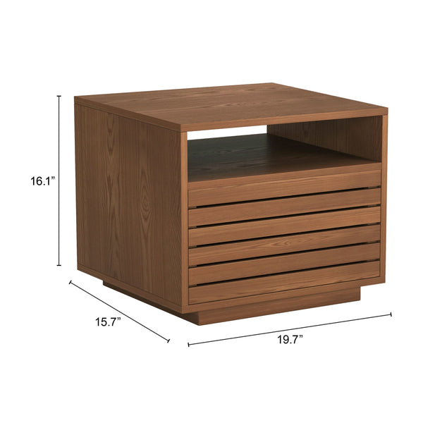 Home Fashion Slit Nightstand Walnut