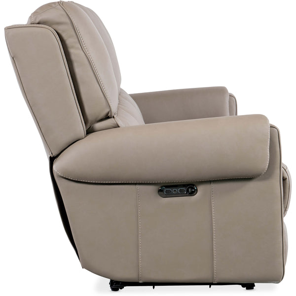 Home Fashion Somers Leather Power Sofa Dark Taupe