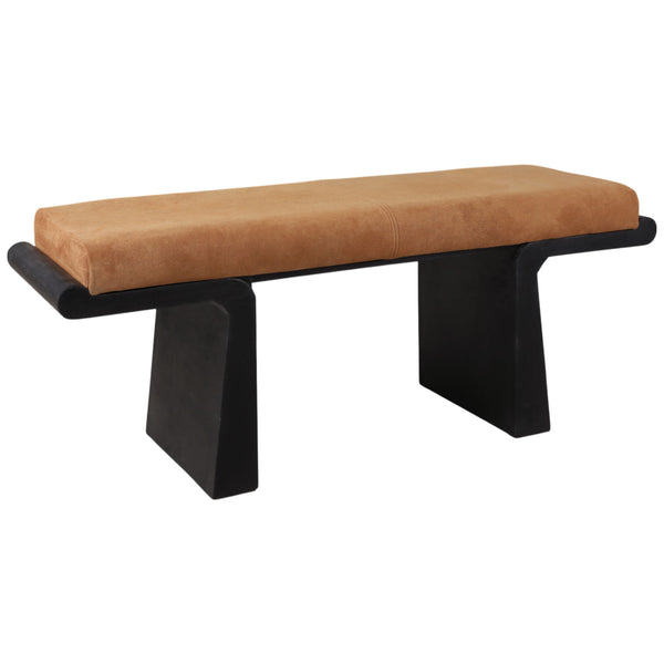 Home Fashion Suede Top Modern Bench Brown