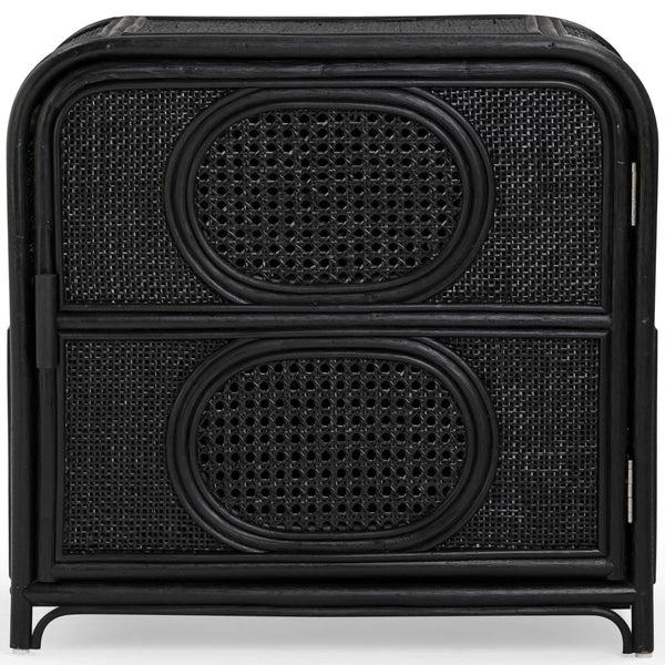 Home Fashion Tina Rattan Nightstand Black
