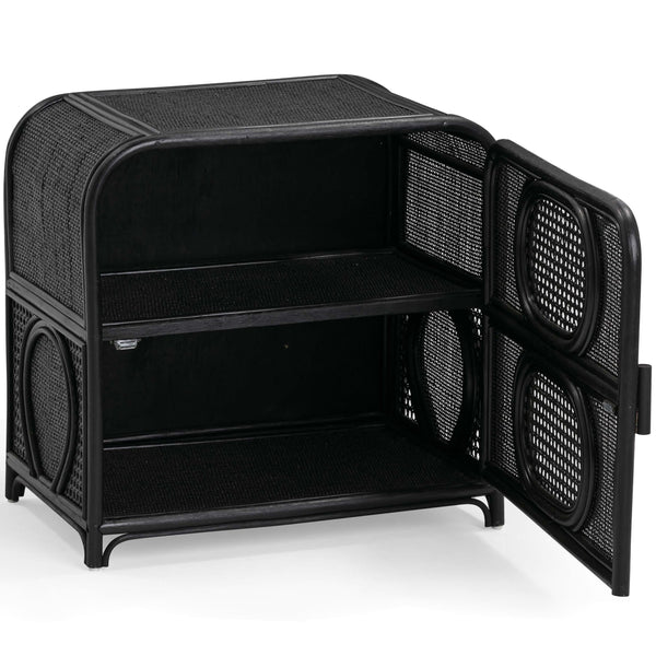 Home Fashion Tina Rattan Nightstand Black