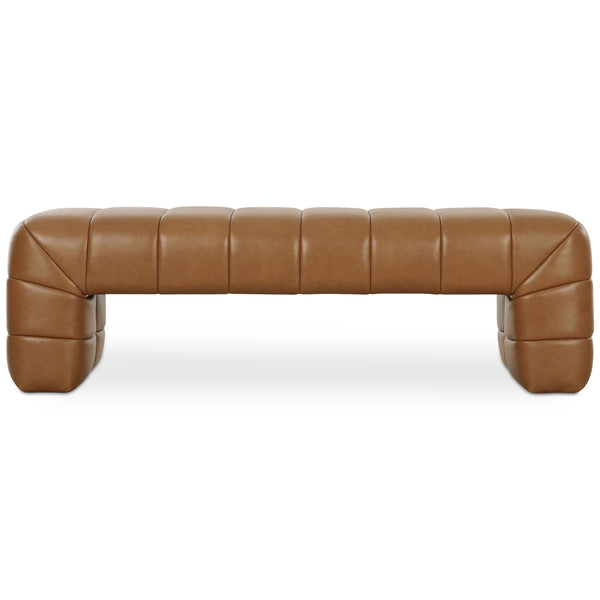 Home Fashion Verity Leather Bench Tan