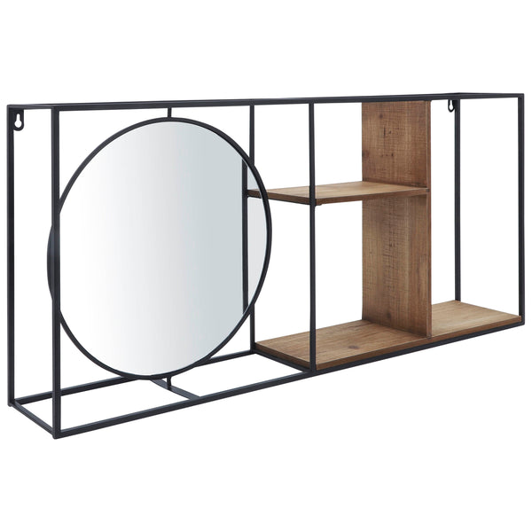Home Fashion Wall Shelf W/Mirror Black/Brown