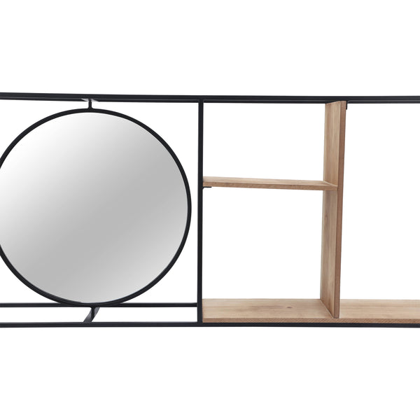 Home Fashion Wall Shelf W/Mirror Brown/Black