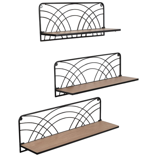 Home Fashion Wall Shelves Natural/Black Set Of 3