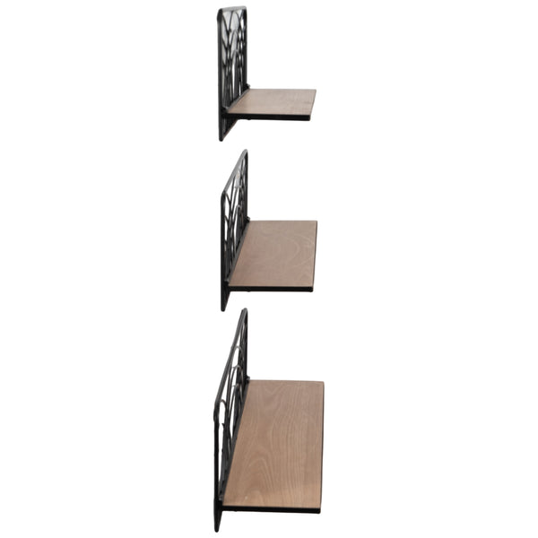 Home Fashion Wall Shelves Natural/Black Set Of 3