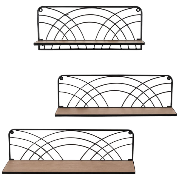 home fashion Wall Shelves Natural/Black Set of 3